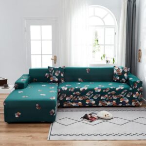 Housse pour tous type de canapé (vert avec fleur multicolor)