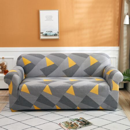 Housse pour tous type de canapé ( motif gris foncé , gris clair, jaune)