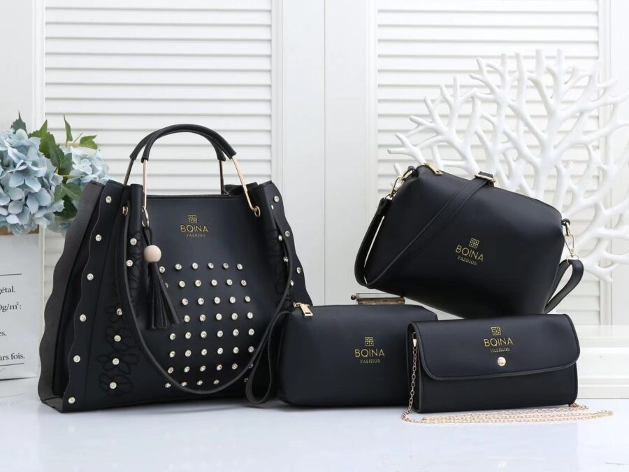 Ensemble sac à main noir 4 pièces BQINA fashion